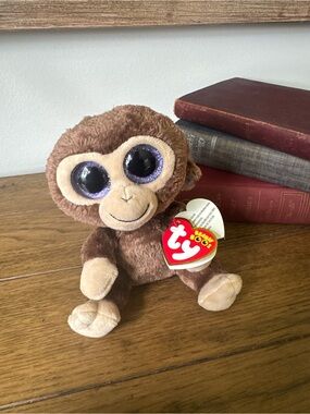 Ty Brown Monkey Plush with Purple Glitter Eyes